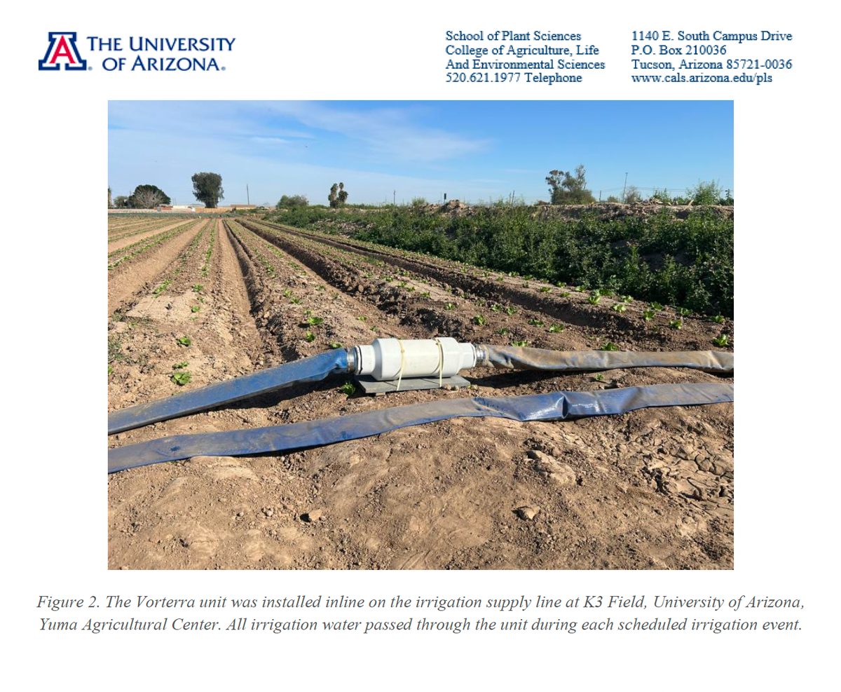 University of Arizona study — Vorterra unit inline at K3 Field, Yuma