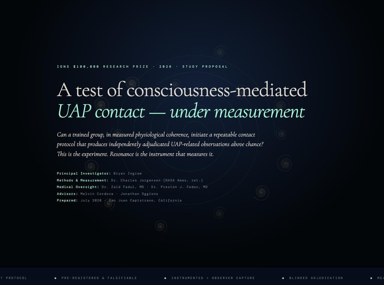 The Coherence–Contact Study — consciousness-mediated UAP contact under measurement