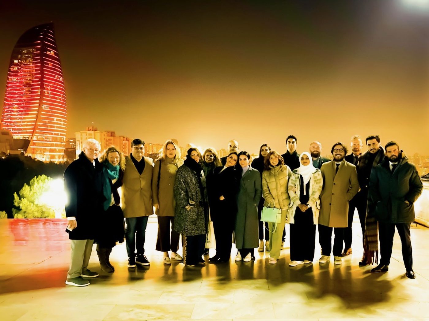 Delegation in Baku at night