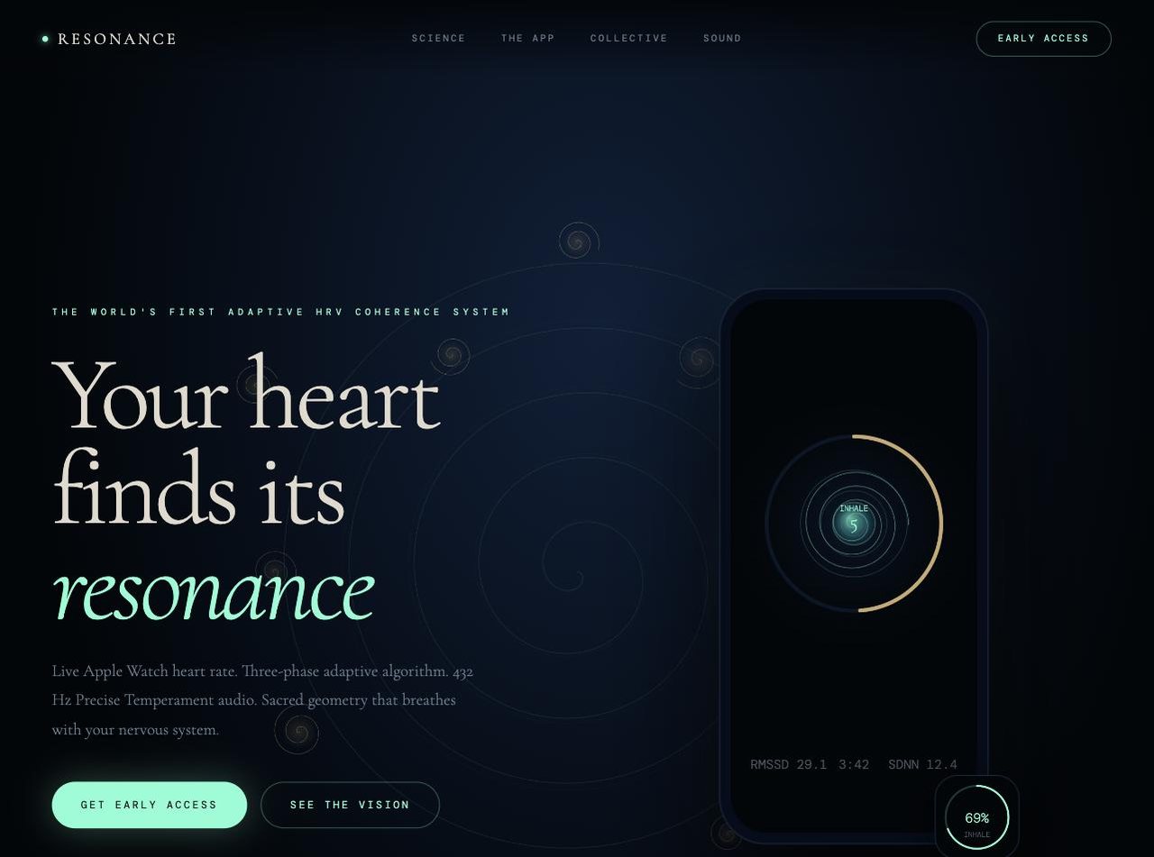 Resonance — adaptive HRV breath coherence system